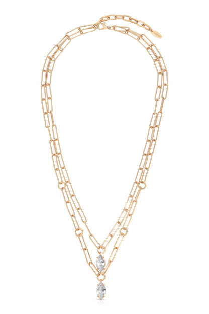 Double Layered Crystal Pendant Necklace