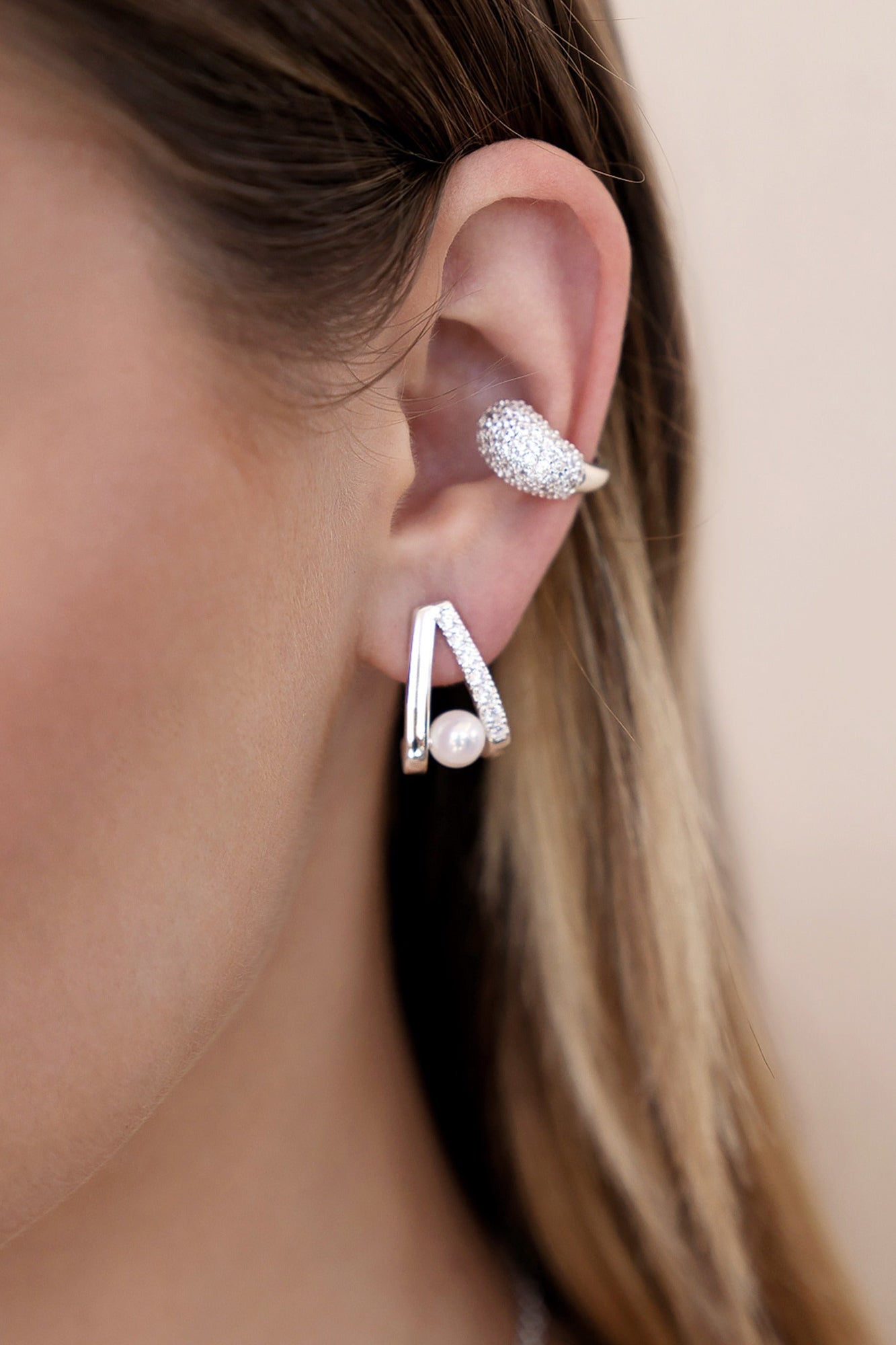 Pavé and Pearl Earrings