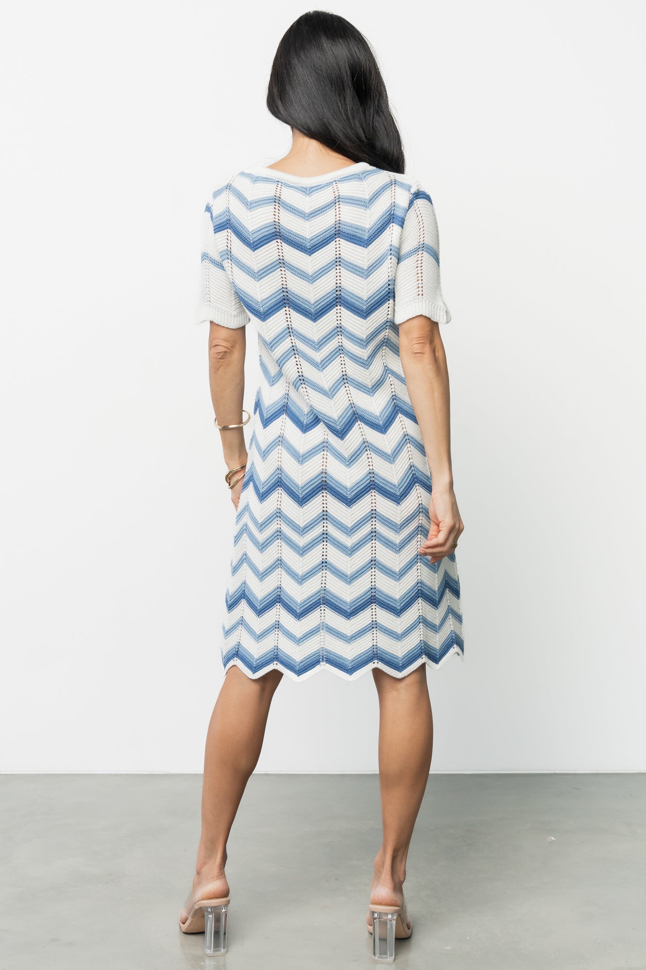 Mijas Crochet Dress | Blue + Off White
