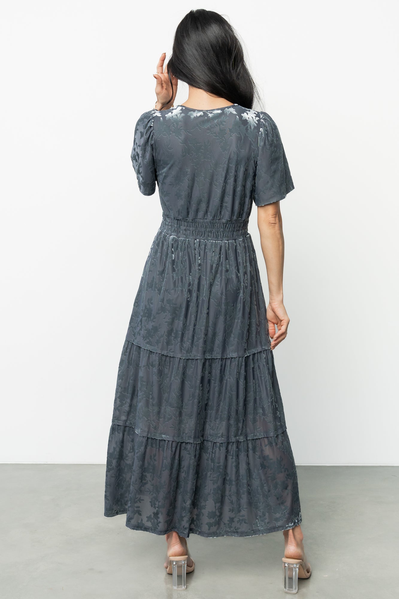 Bronwyn Velvet Dress | Dusty Blue