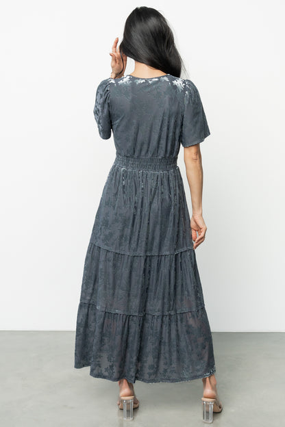 Bronwyn Velvet Dress | Dusty Blue