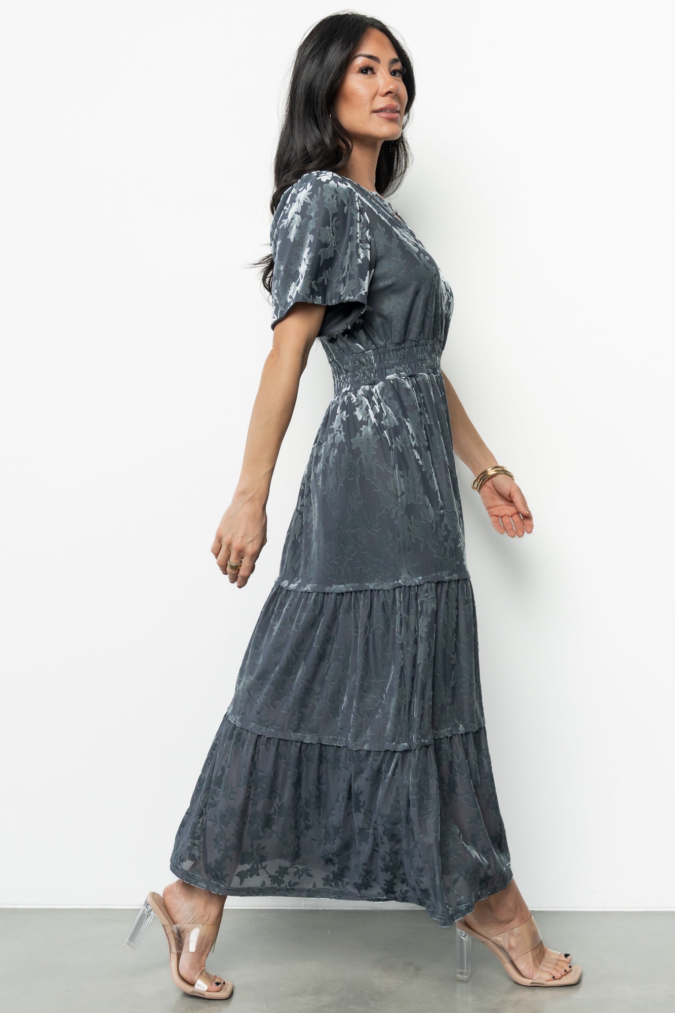 Bronwyn Velvet Dress | Dusty Blue