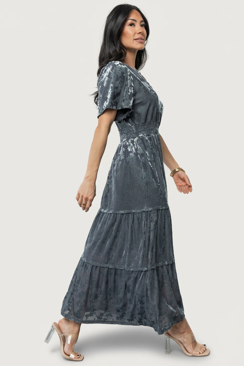Baltic Born Womens Bronwyn Velvet Dress | Dusty Blue | Size: 1XL Baltic Born Womens Bronwyn Velvet Dress | Dusty Blue | Size: 1XL