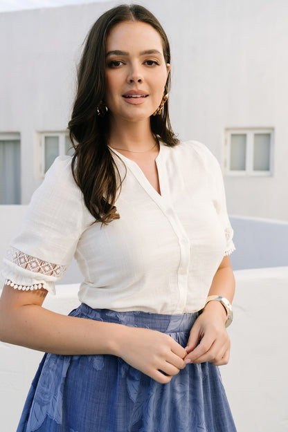 Alba Button Up Top | Ivory