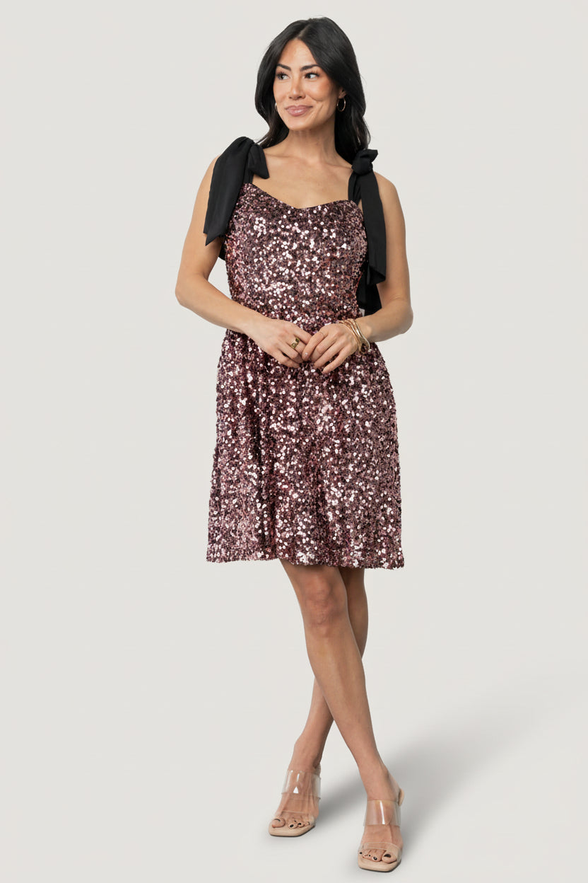 Baltic Born Womens Vega Sequin Short Dress | Mauve