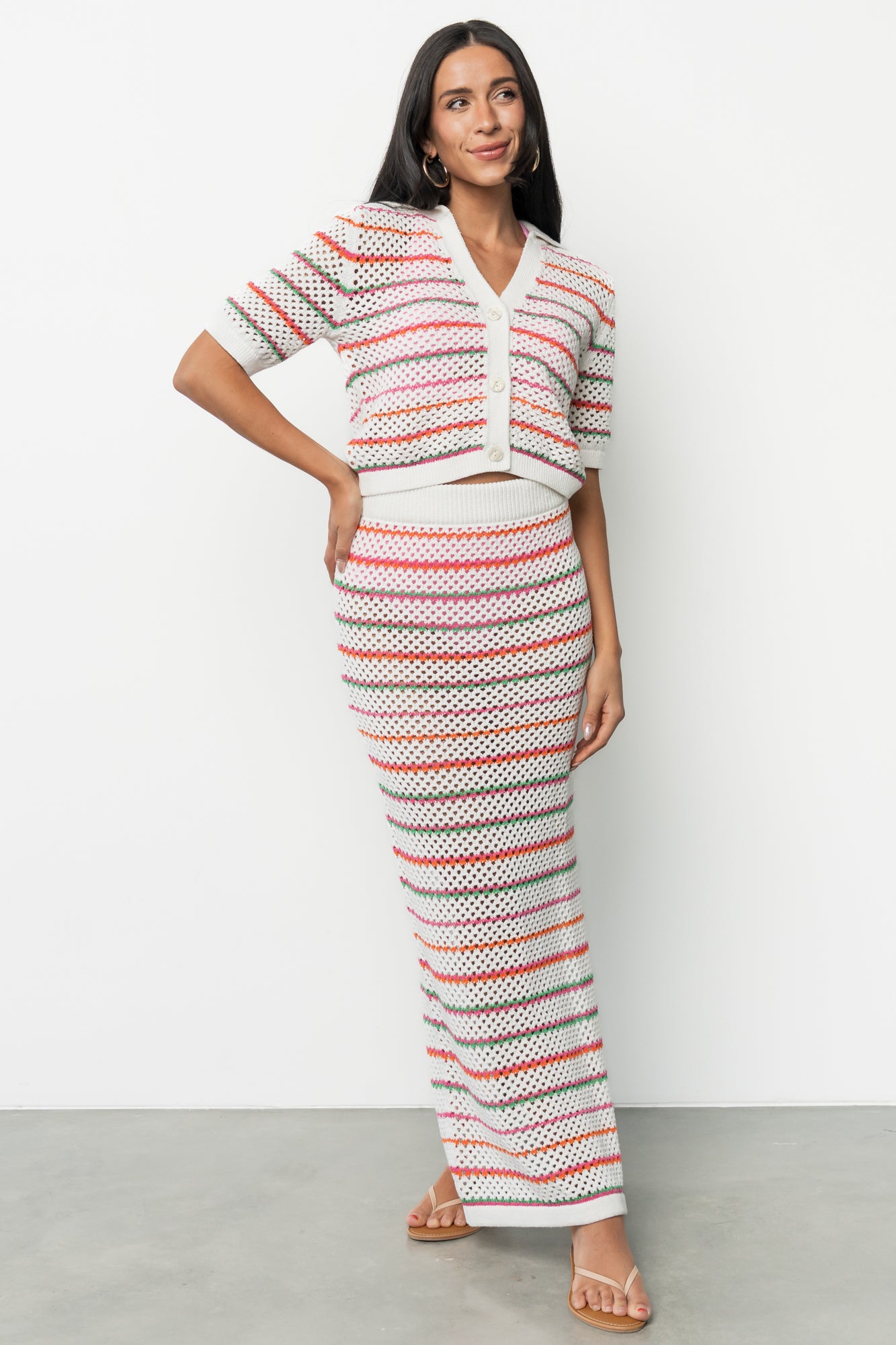 Viento Button Up Cardigan | Multi Stripe