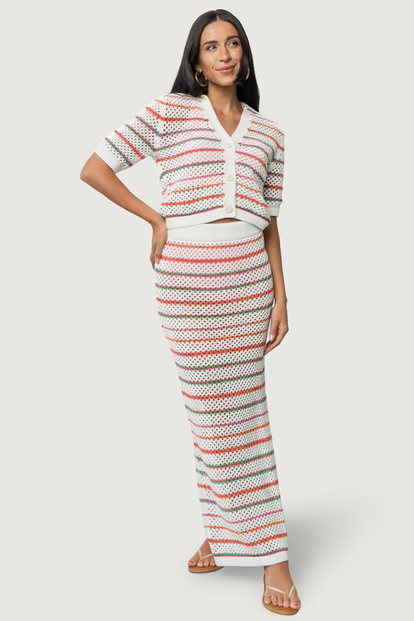 Viento Button Up Cardigan | Multi Stripe