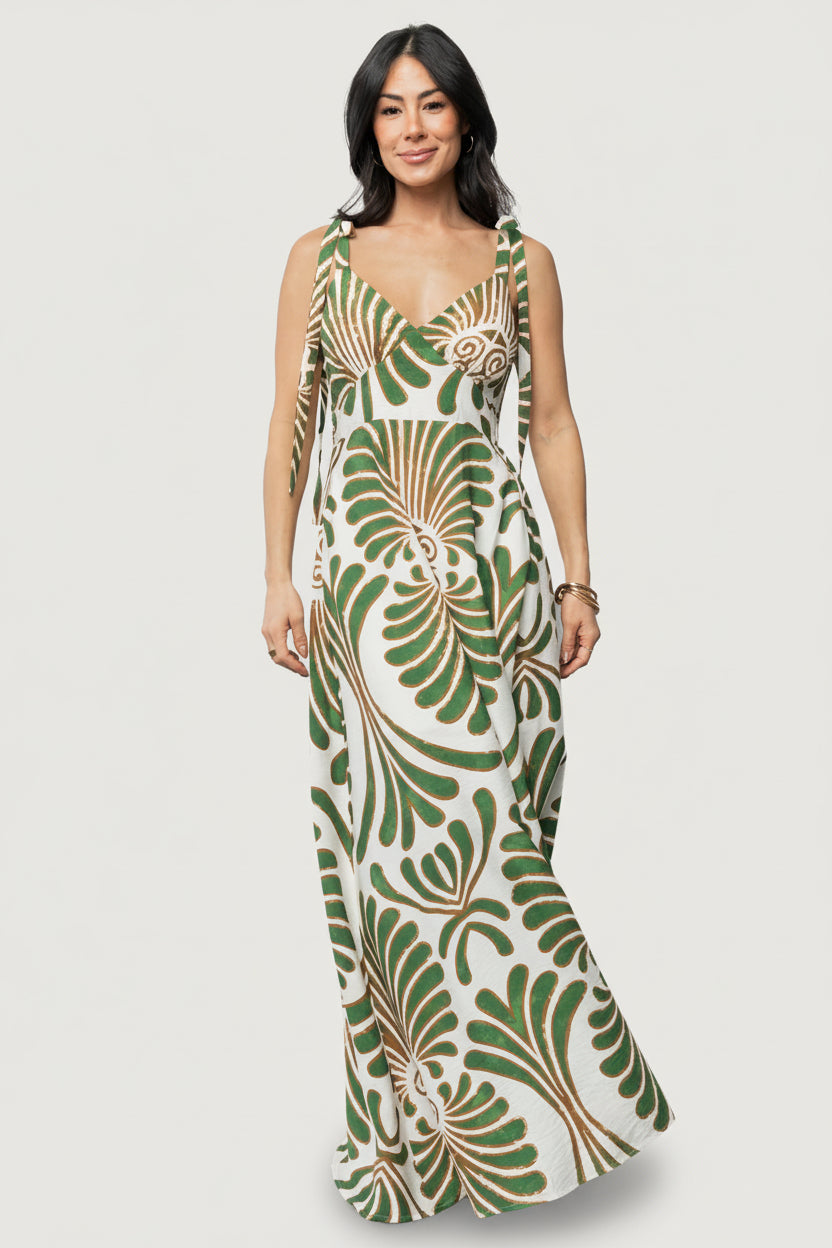 Camila Maxi Dress | Ivory + Green Print