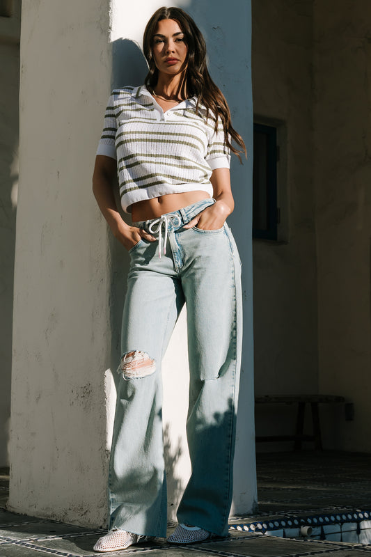 Ronda Mid Rise Ripped Jeans | Light Wash