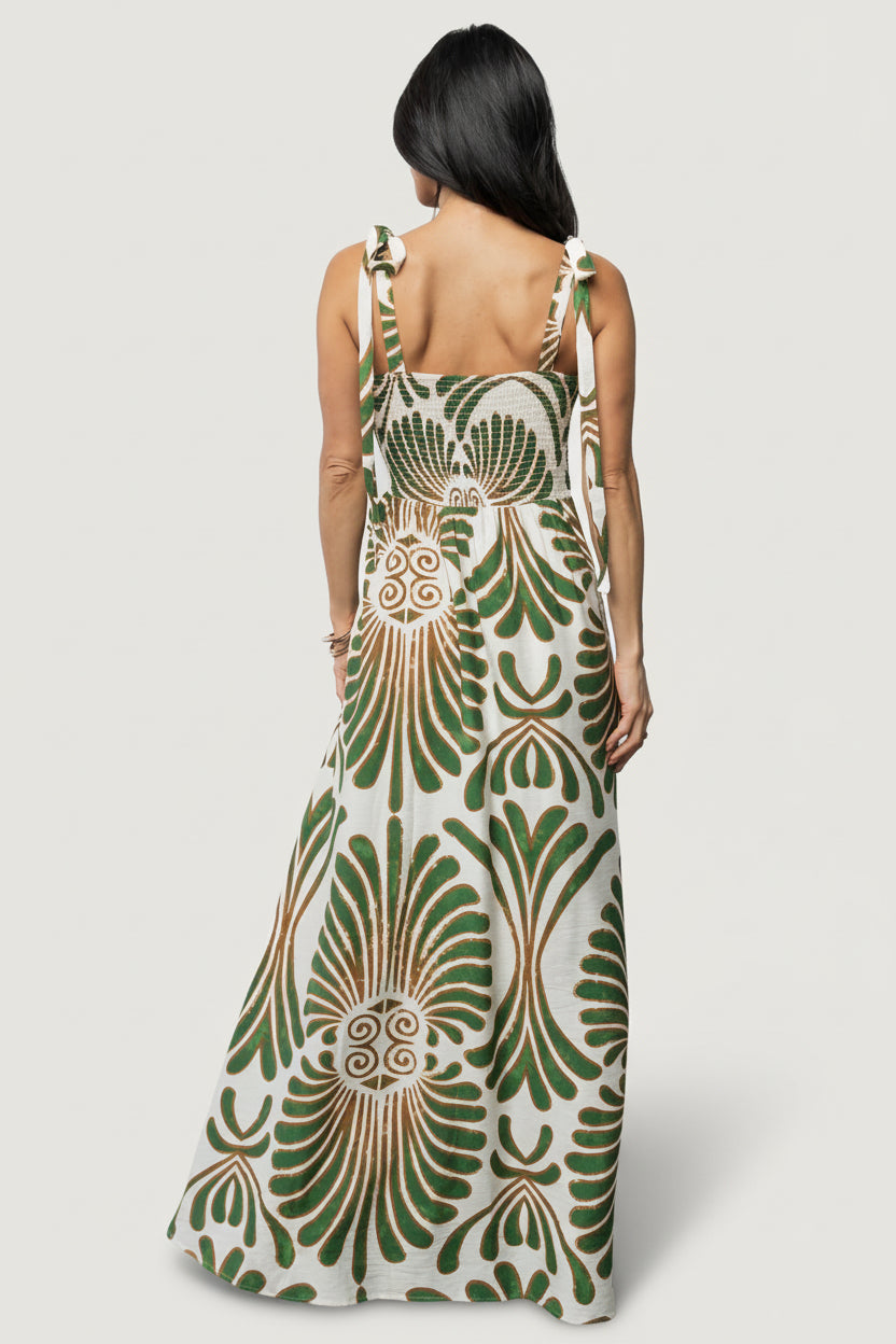 Camila Maxi Dress | Ivory + Green Print
