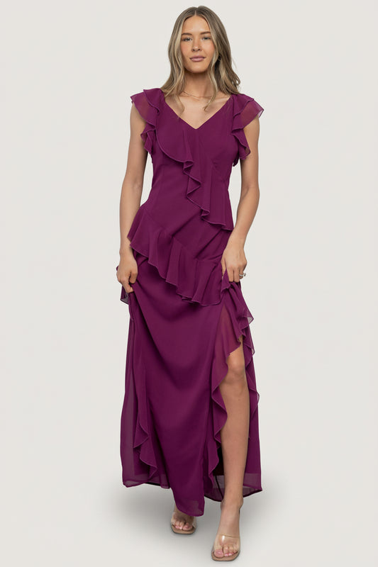 Margaret Ruffle Maxi Dress | Orchid