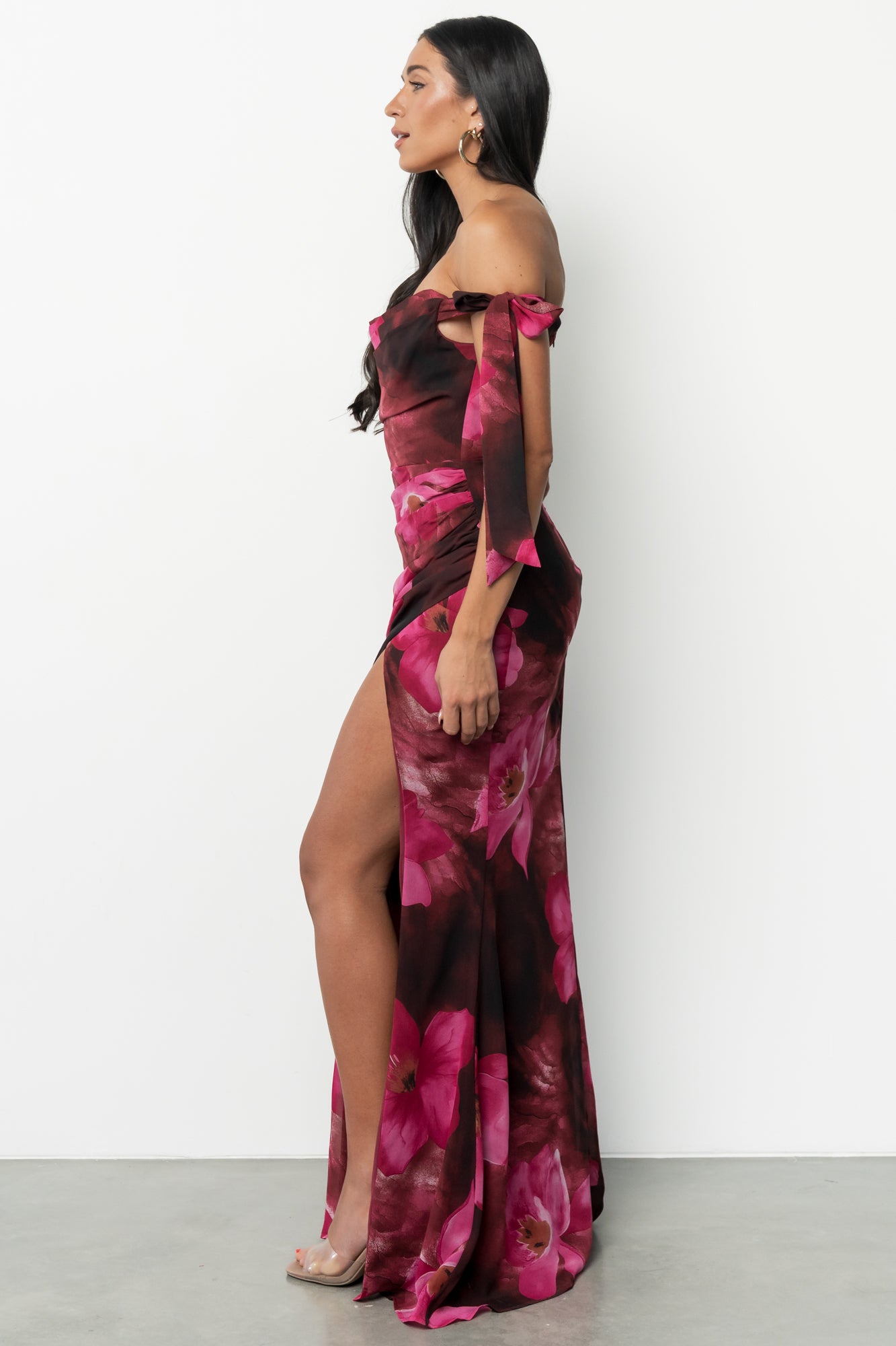 Allegra Off Shoulder Maxi Dress | Berry Rouge Floral
