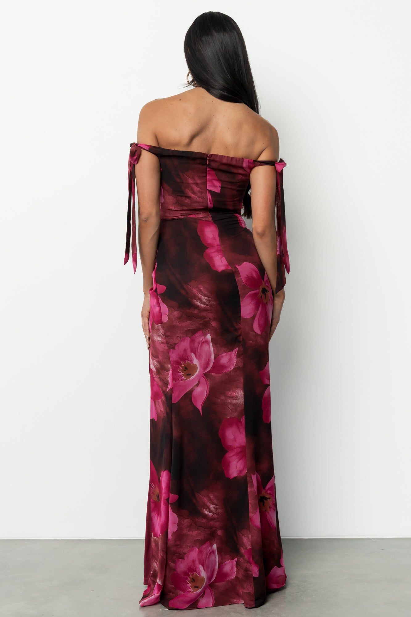 Allegra Off Shoulder Maxi Dress | Berry Rouge Floral