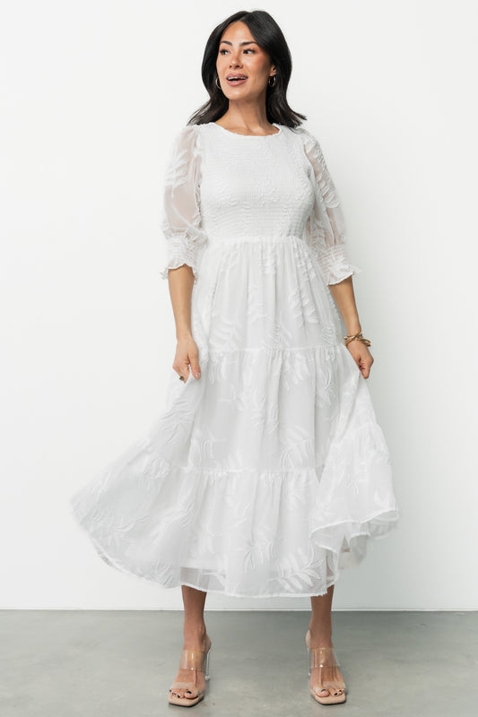 Nellie Smocked Midi Dress | Off White