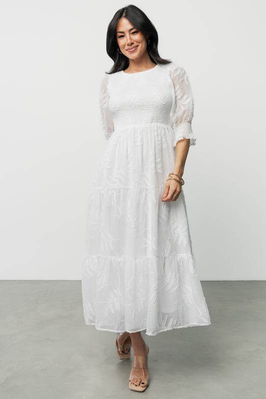 Nellie Smocked Midi Dress | Off White