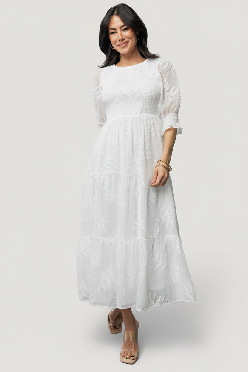 Nellie Smocked Midi Dress | Off White
