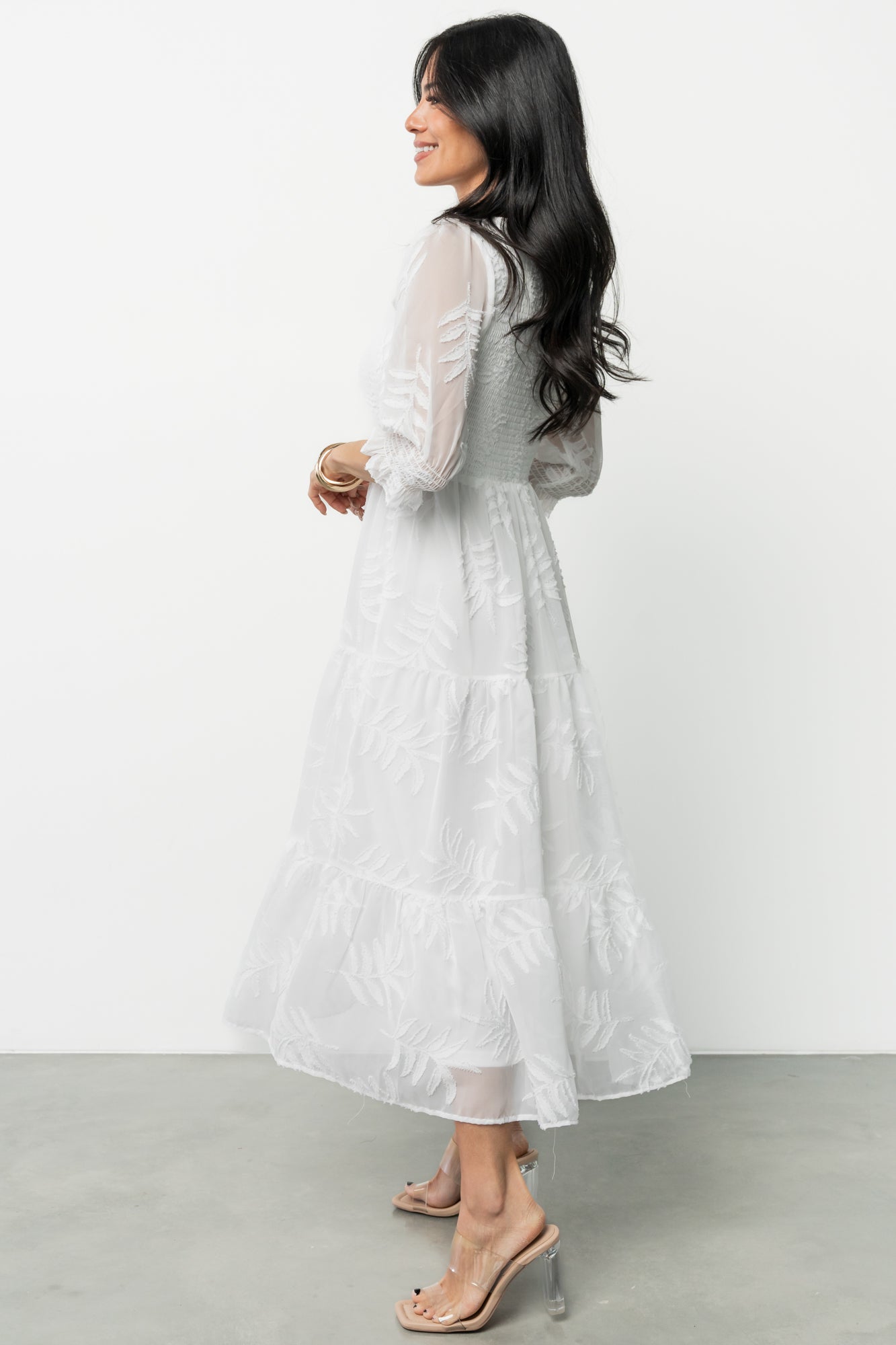 Nellie Smocked Midi Dress | Off White