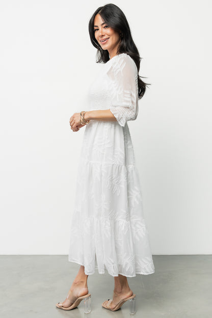 Nellie Smocked Midi Dress | Off White