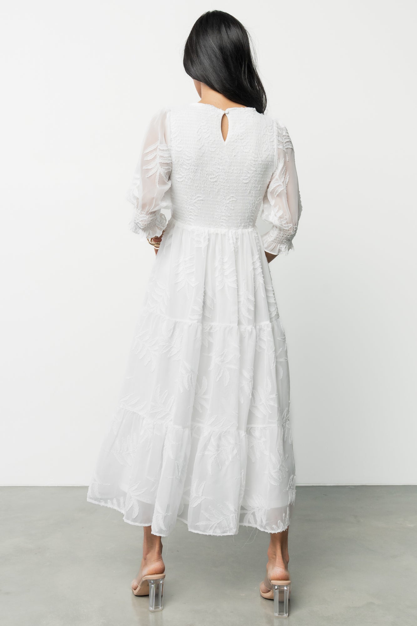Nellie Smocked Midi Dress | Off White