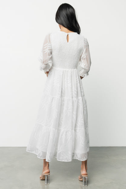 Nellie Smocked Midi Dress | Off White
