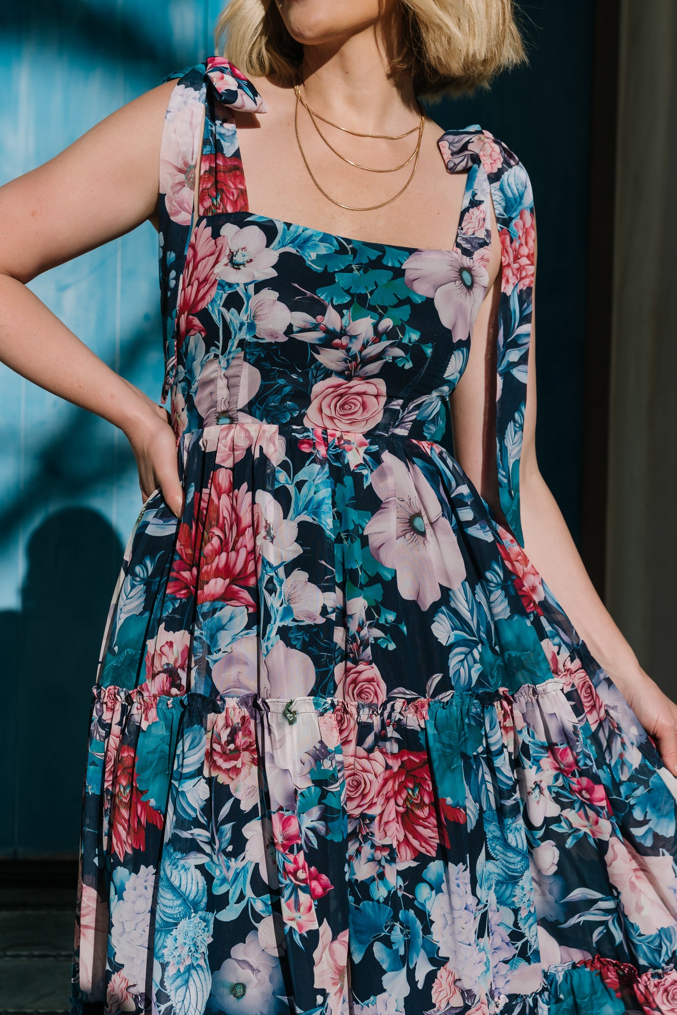 Baltic Born Womens Anita Maxi Dress | Dark Blue Multi Floral