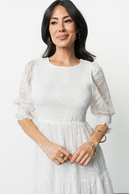 Nellie Smocked Midi Dress | Off White