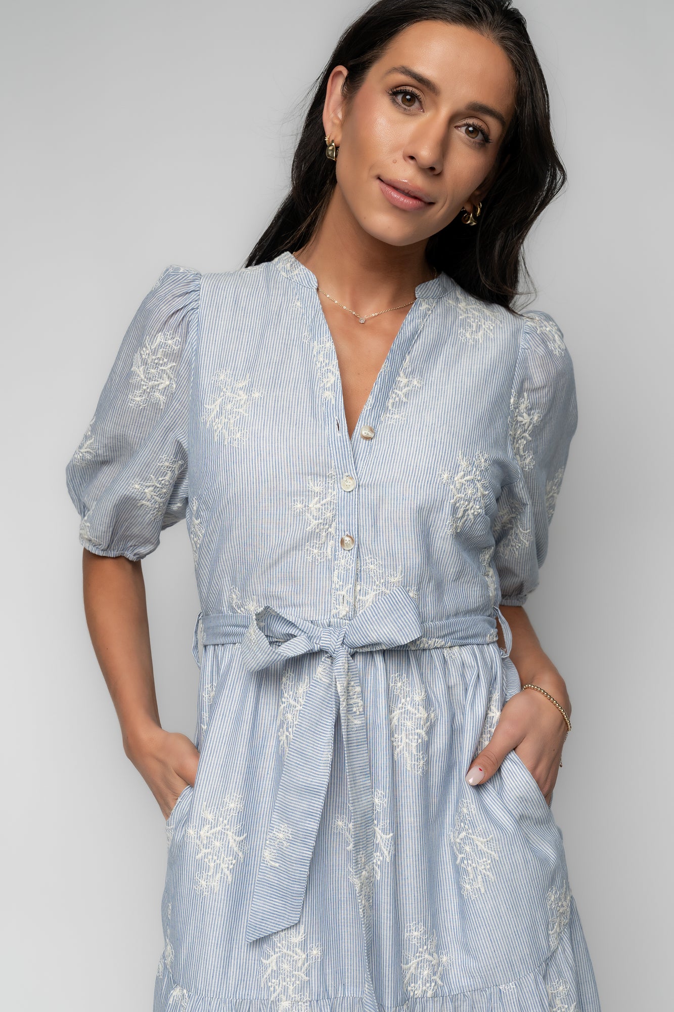 Marguerite Embroidered Dress | Light Blue