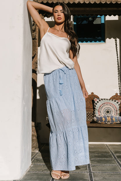 Juana Eyelet Maxi Skirt | Light Blue
