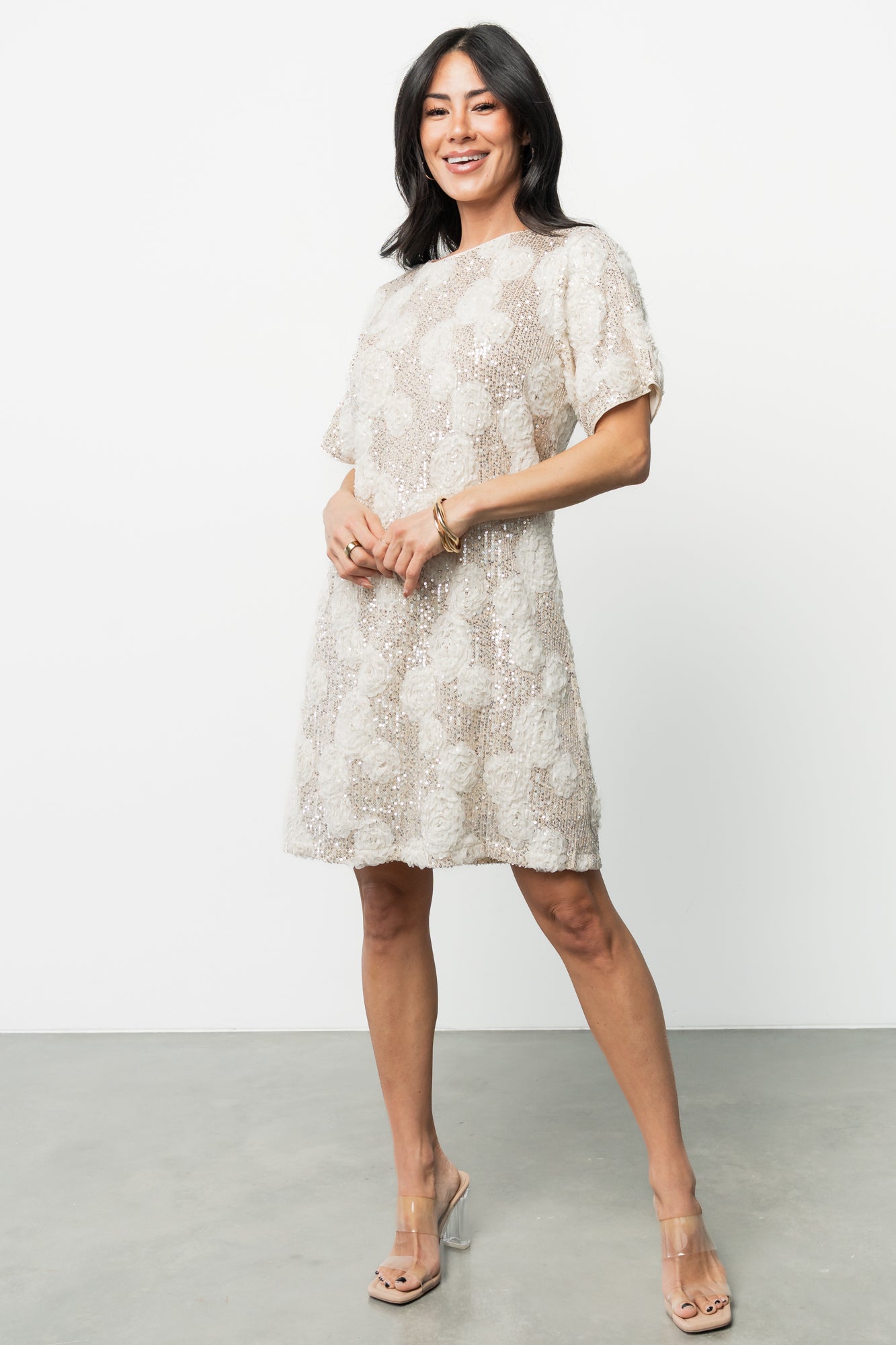 Rhea Sequin Short Dress | Ivory