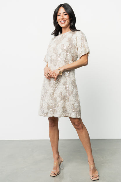 Rhea Sequin Short Dress | Ivory