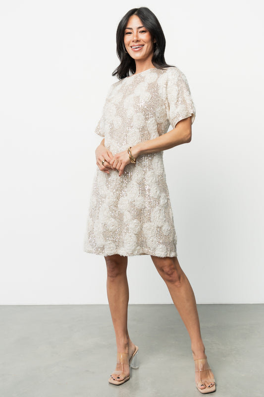 Rhea Sequin Short Dress | Ivory