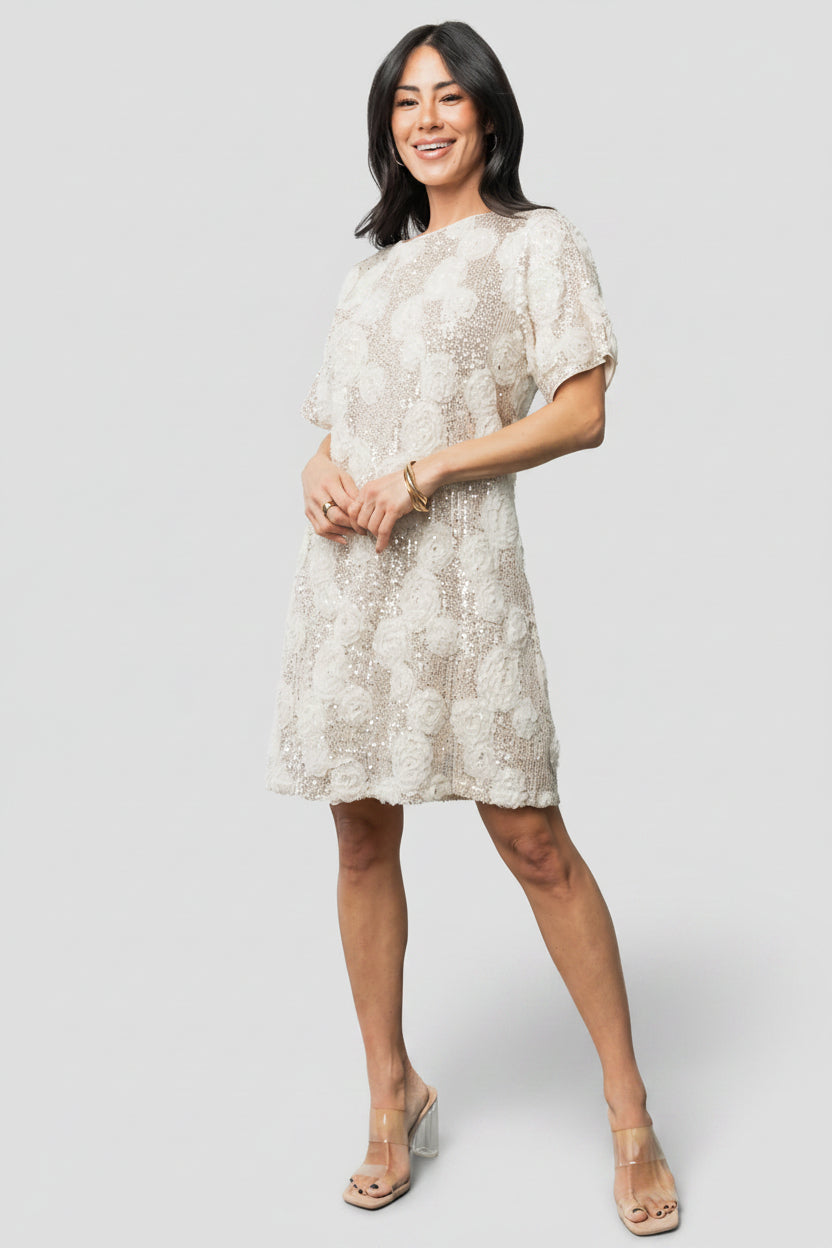 Baltic Born Womens Rhea Sequin Short Dress | Ivory | Size: 3XL Baltic Born Womens Rhea Sequin Short Dress | Ivory | Size: 3XL