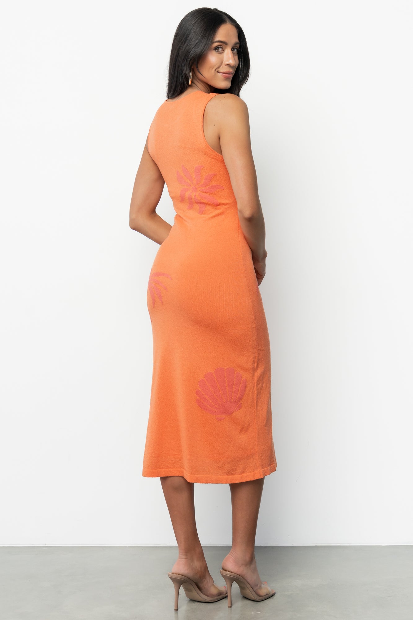 Raquel Knit Midi Dress | Orange + Pink Print