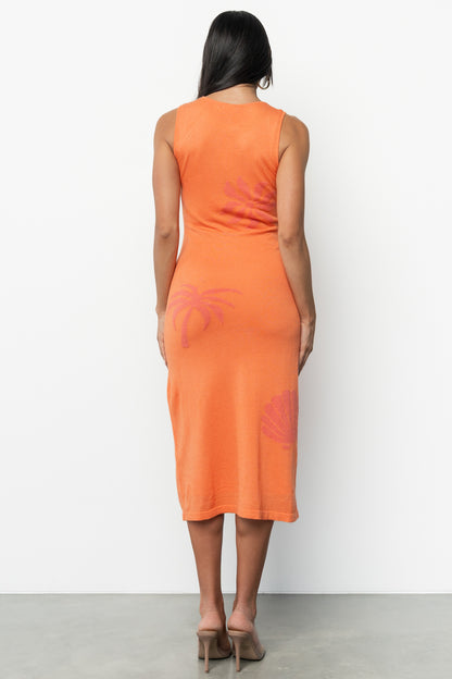 Raquel Knit Midi Dress | Orange + Pink Print