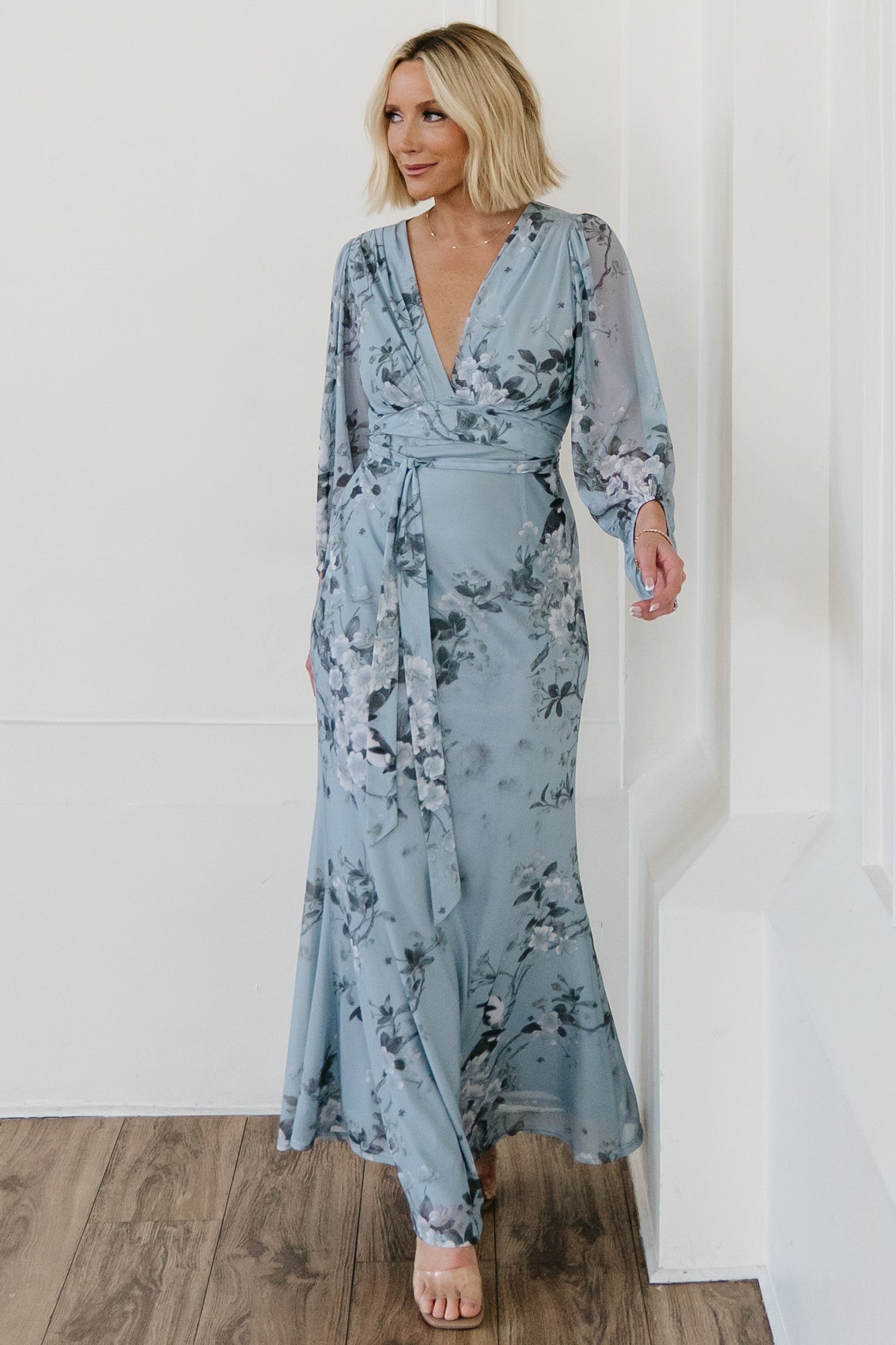 Beckham Maxi Dress Light Blue Floral | Baltic Born L Beckham Maxi Dress Light Blue Floral | Baltic Born L