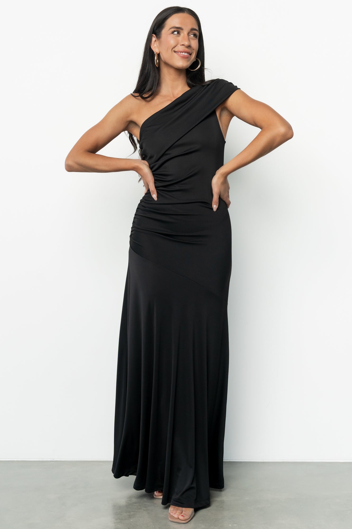 Leon One Shoulder Gown | Black