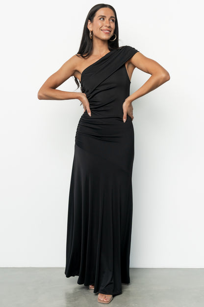 Leon One Shoulder Gown | Black