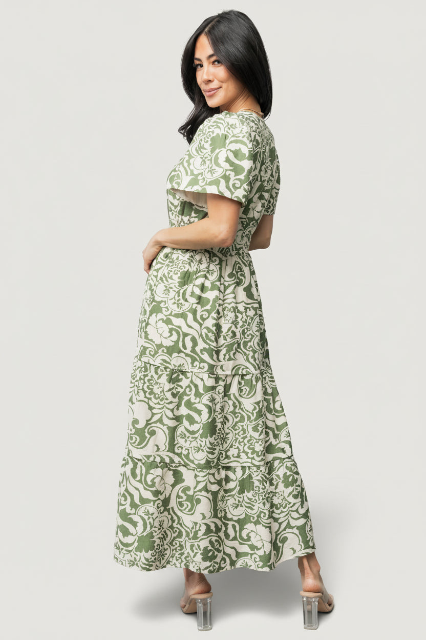 Baltic Born Womens Aventura Midi Dress | Green Print | Size: 3XL Baltic Born Womens Aventura Midi Dress | Green Print | Size: 3XL