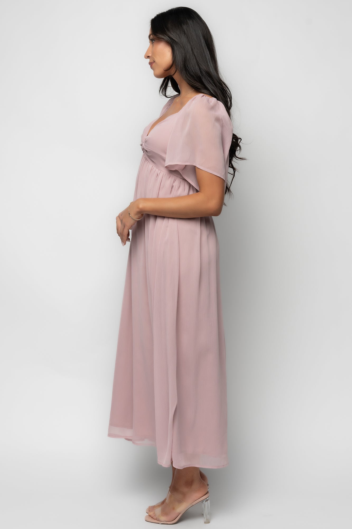 dusty rose midi dress Nora Smocked Midi Dress - Dusty Mauve