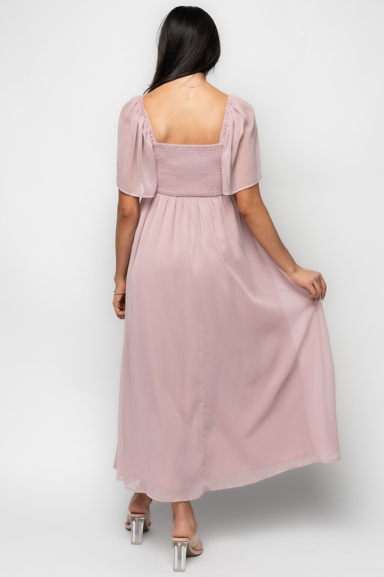 mauve pink dress Nora Smocked Midi Dress - Dusty Mauve