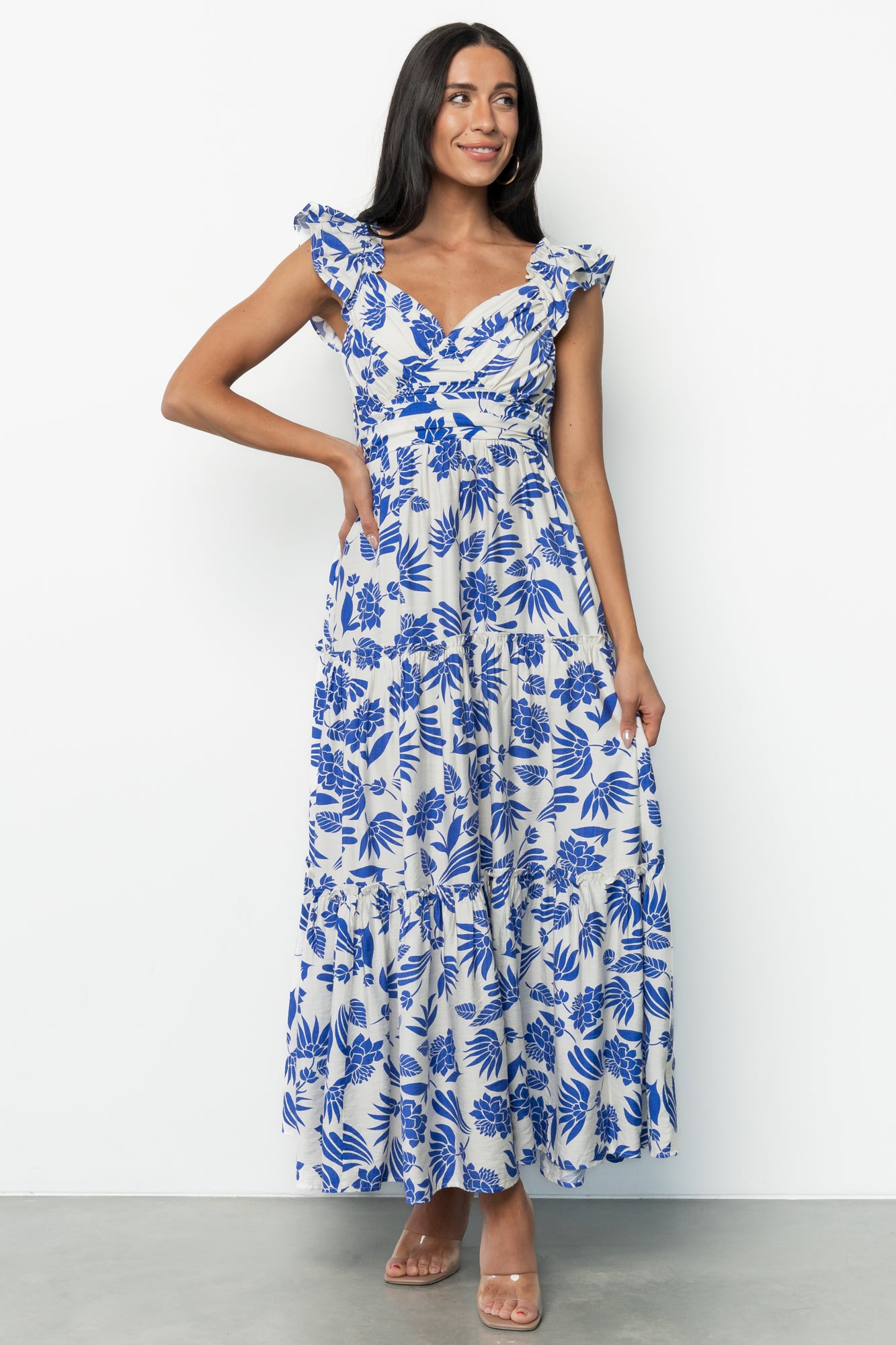 Mercedes Maxi Dress | Blue + Off White