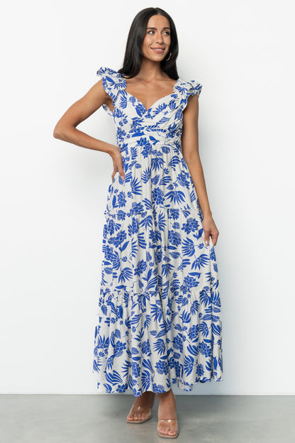 Mercedes Maxi Dress | Blue + Off White
