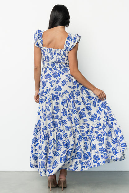 Mercedes Maxi Dress | Blue + Off White