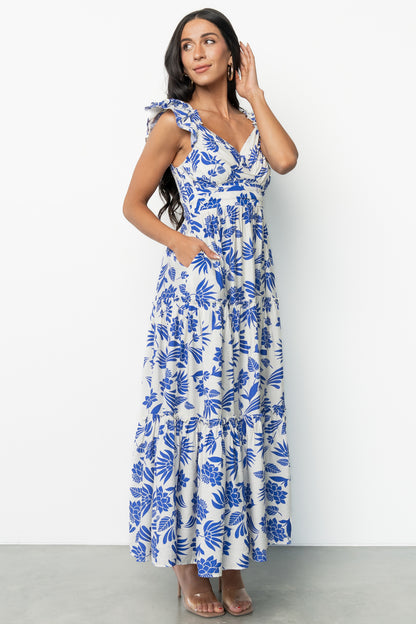 Mercedes Maxi Dress | Blue + Off White