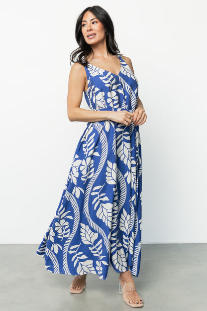 Sofía Maxi Dress | Cobalt + White