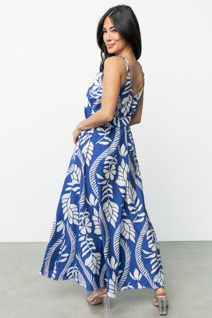 Sofía Maxi Dress | Cobalt + White