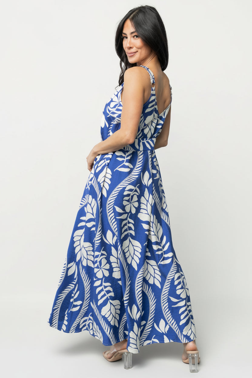 Sofía Maxi Dress | Cobalt + White