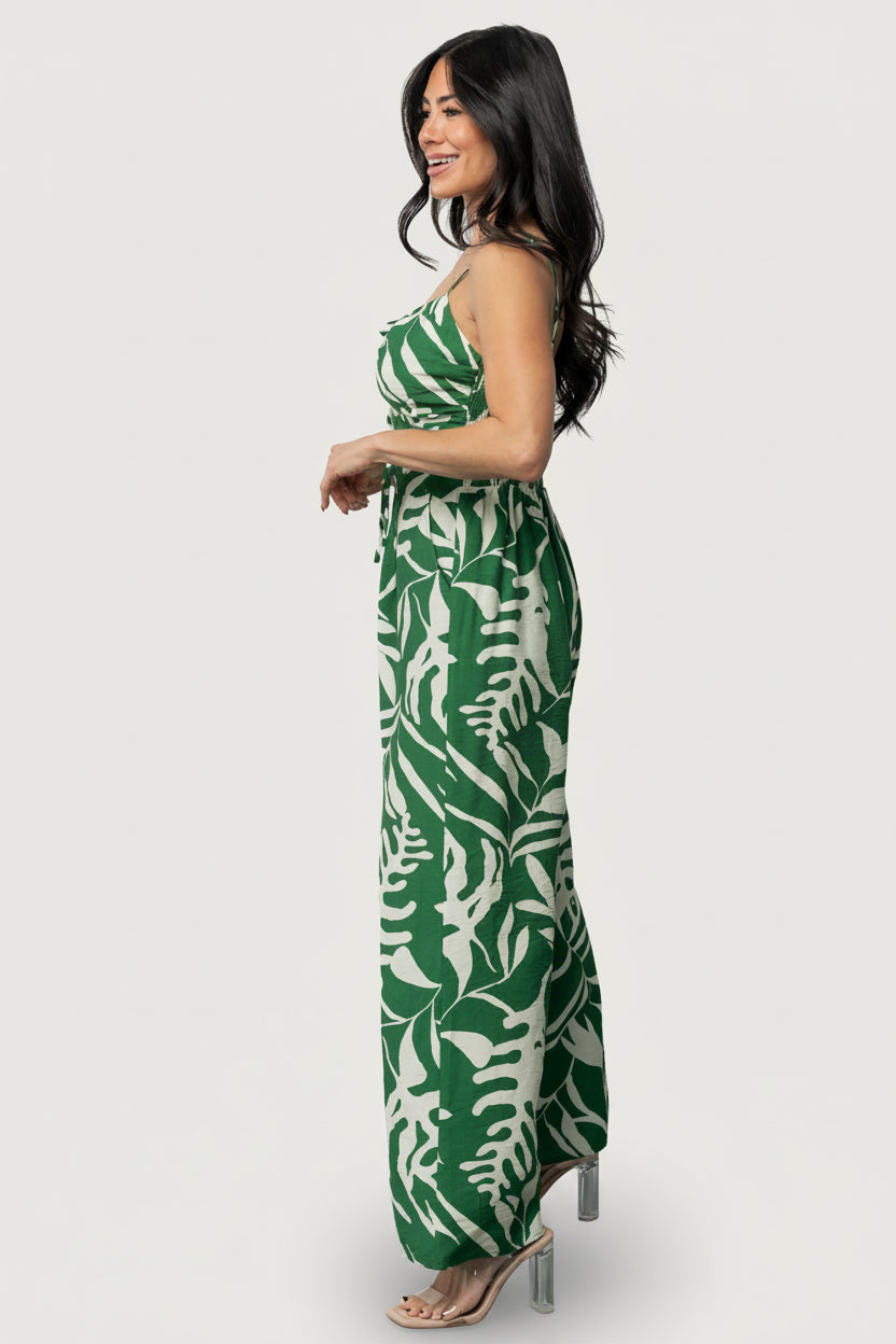 Linda Jumpsuit | Green Print