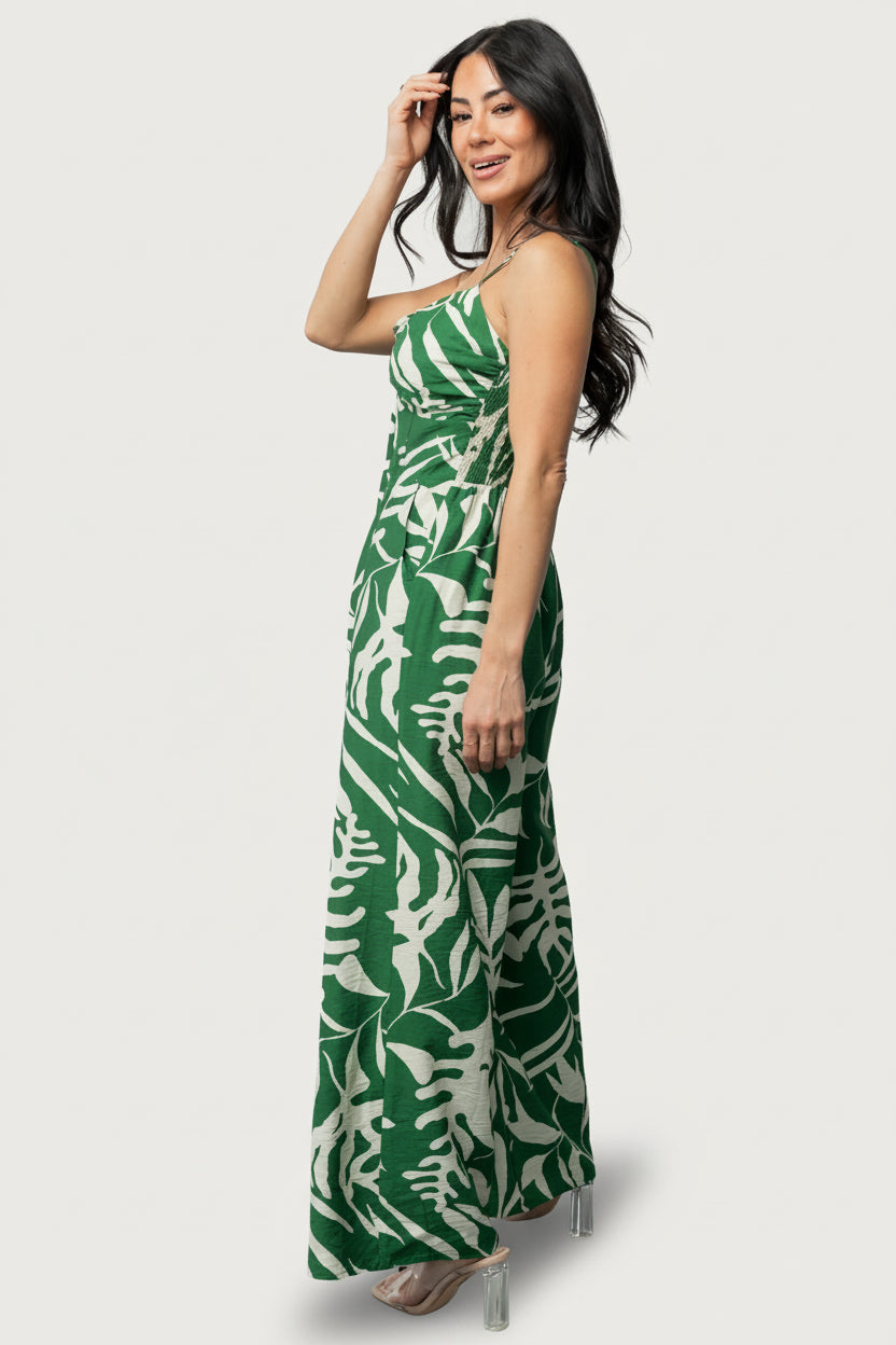 Linda Jumpsuit | Green Print