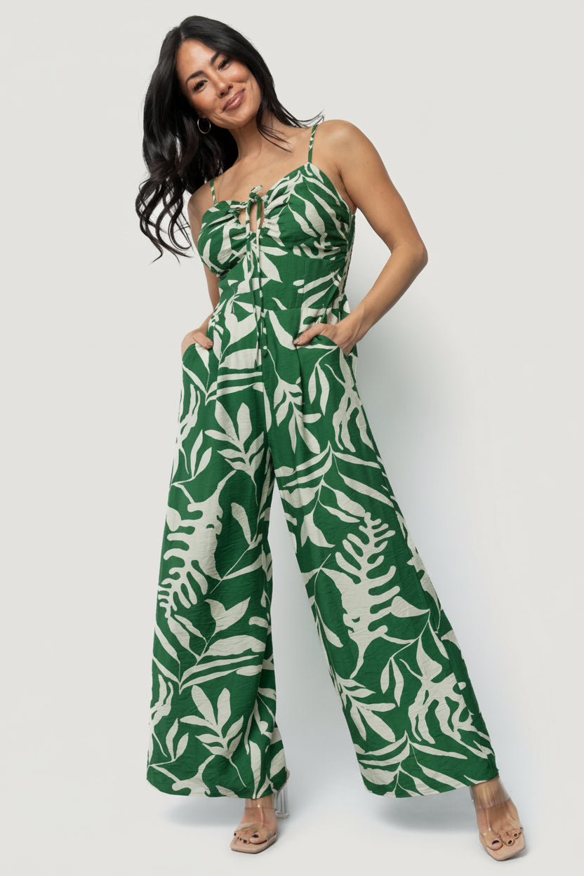 Linda Jumpsuit | Green Print